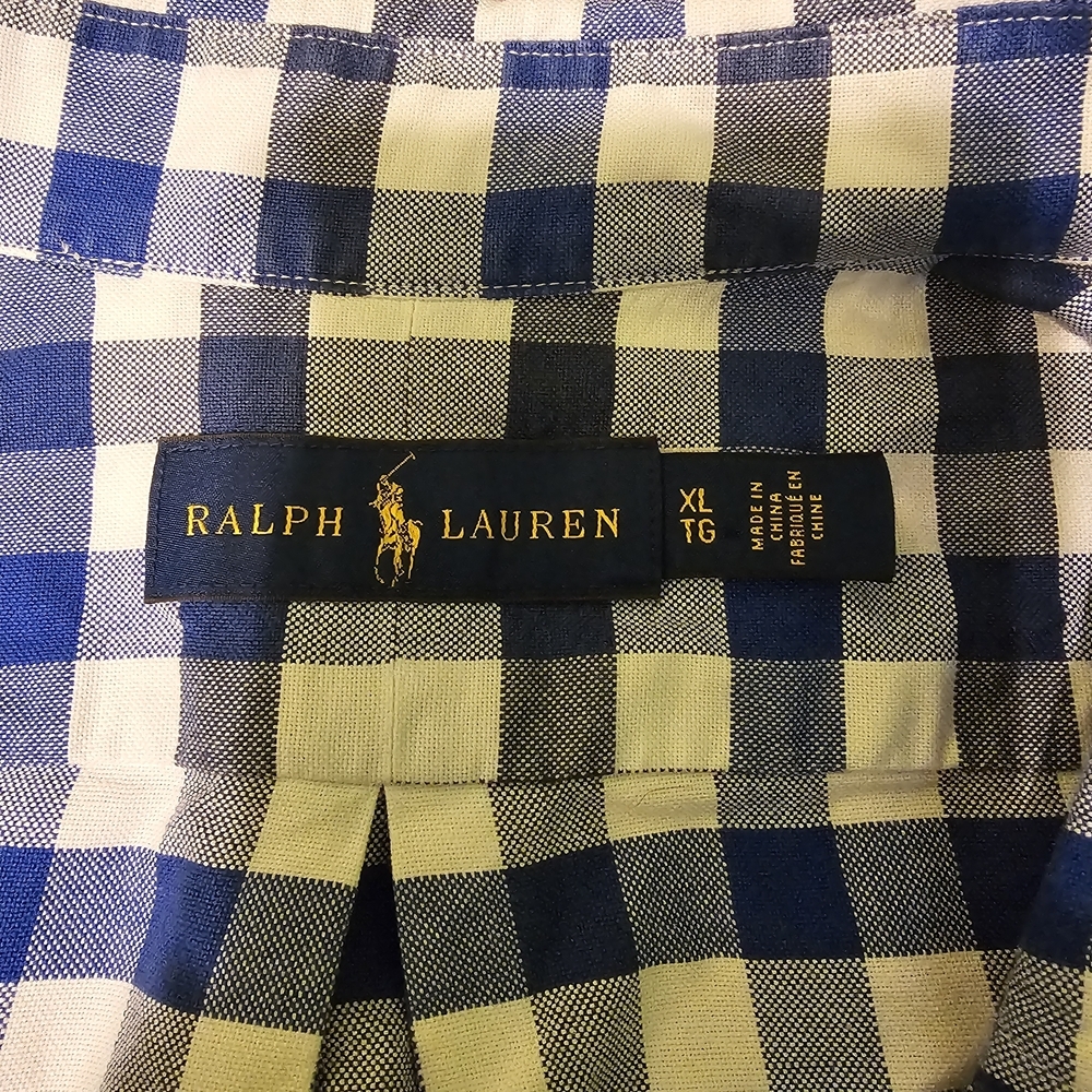 Polo Ralph Lauren Men's XL Gingham Oxford Shirt Blue/White Button Down Pony Logo - Picture 11 of 14